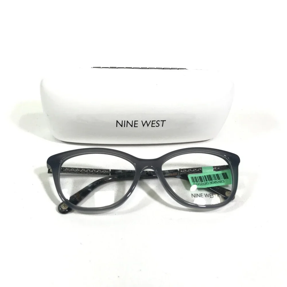 Nine West Eyeglasses Frames NW5143 014 Blue Silver Cat Eye Full Rim 52-16-135